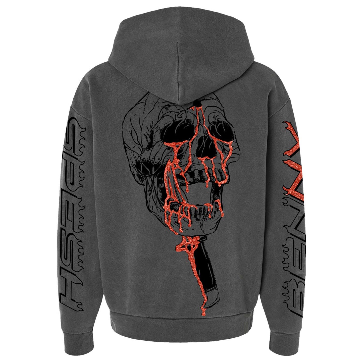 Benny & Spesh - Gun Metal Black Heavyweight Skull Hoodie