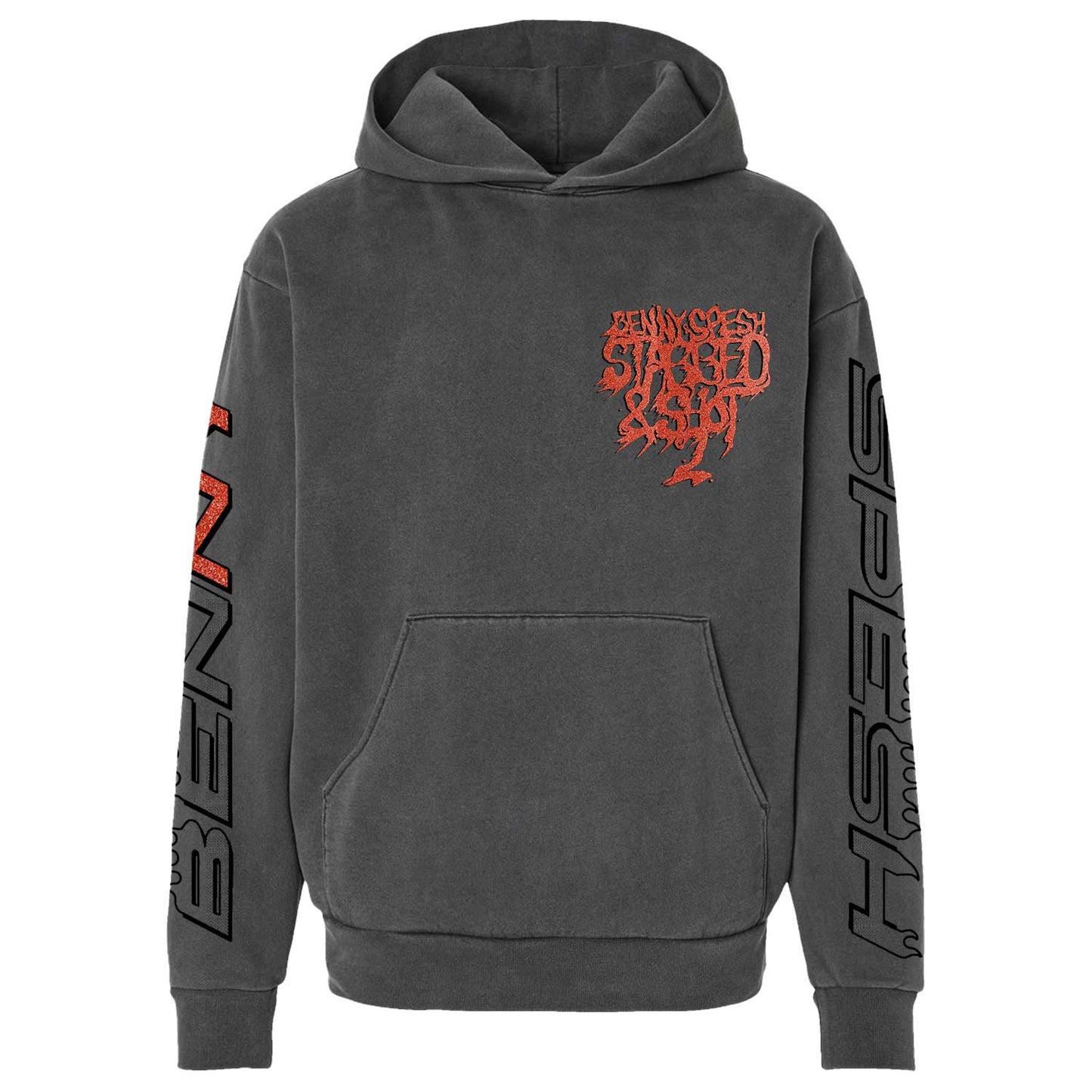 Benny & Spesh - Gun Metal Black Heavyweight Skull Hoodie